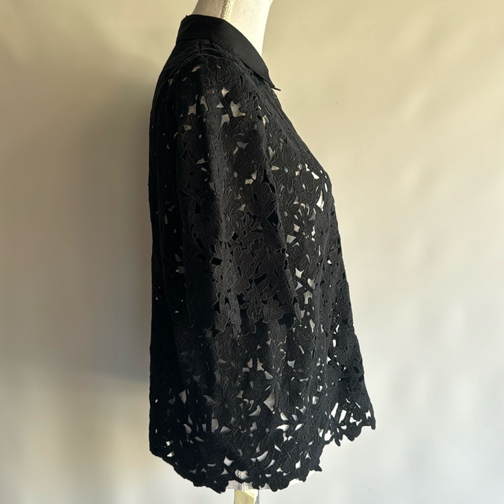 COS Lace Short Sleeve Boxy Button Down Top - sz 2 - Picture 4 of 9